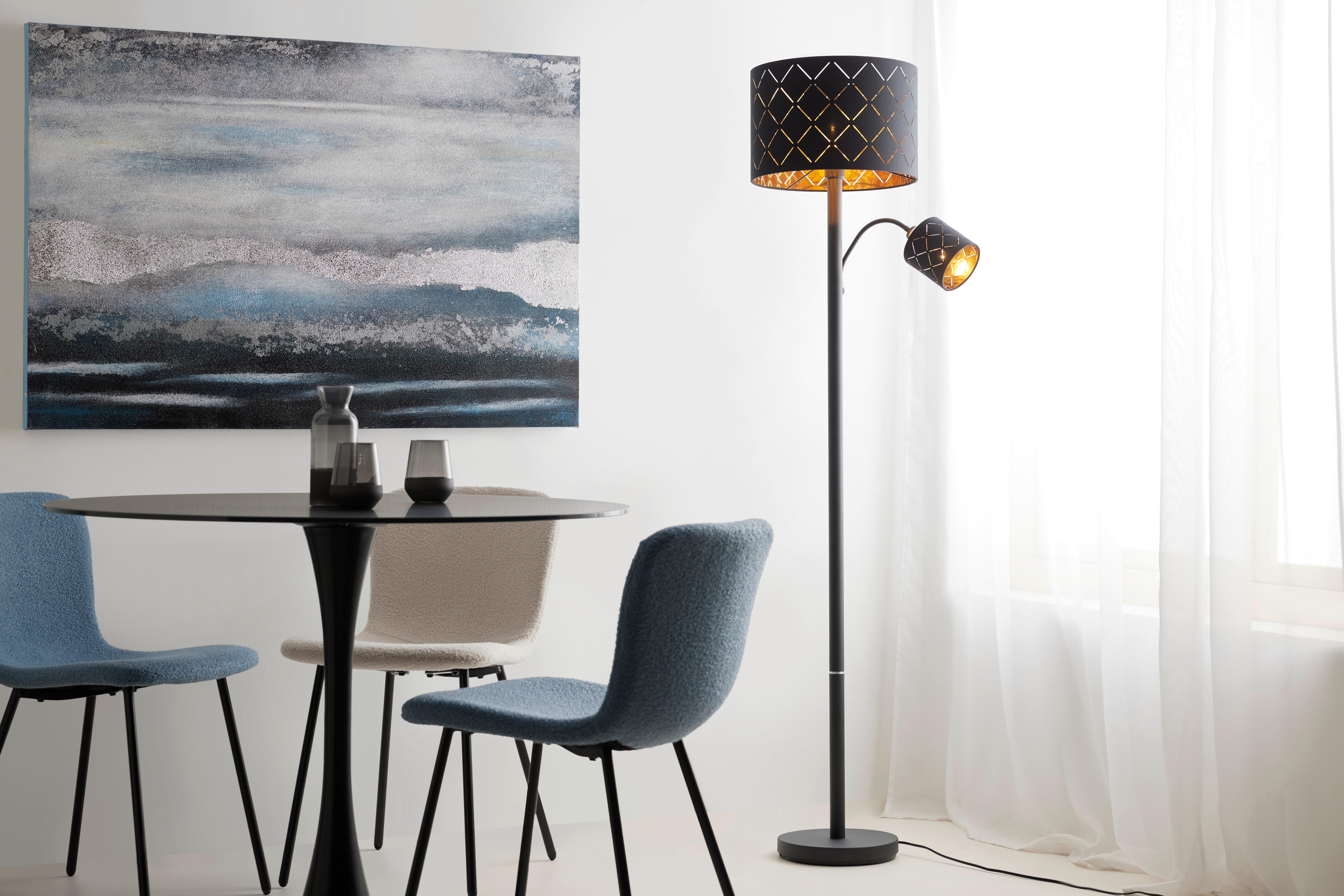 Stoječa Svetilka Manfried, Črna, 40 + 25 W - črna, Moderno, kovina/tekstil (35/162cm) - Mömax