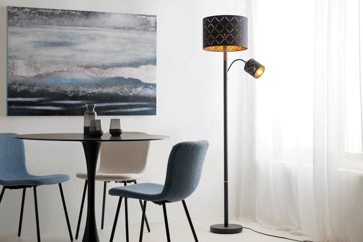 Lampadar Manfried - negru, Modern, metal/textil (35/162cm) - Mömax