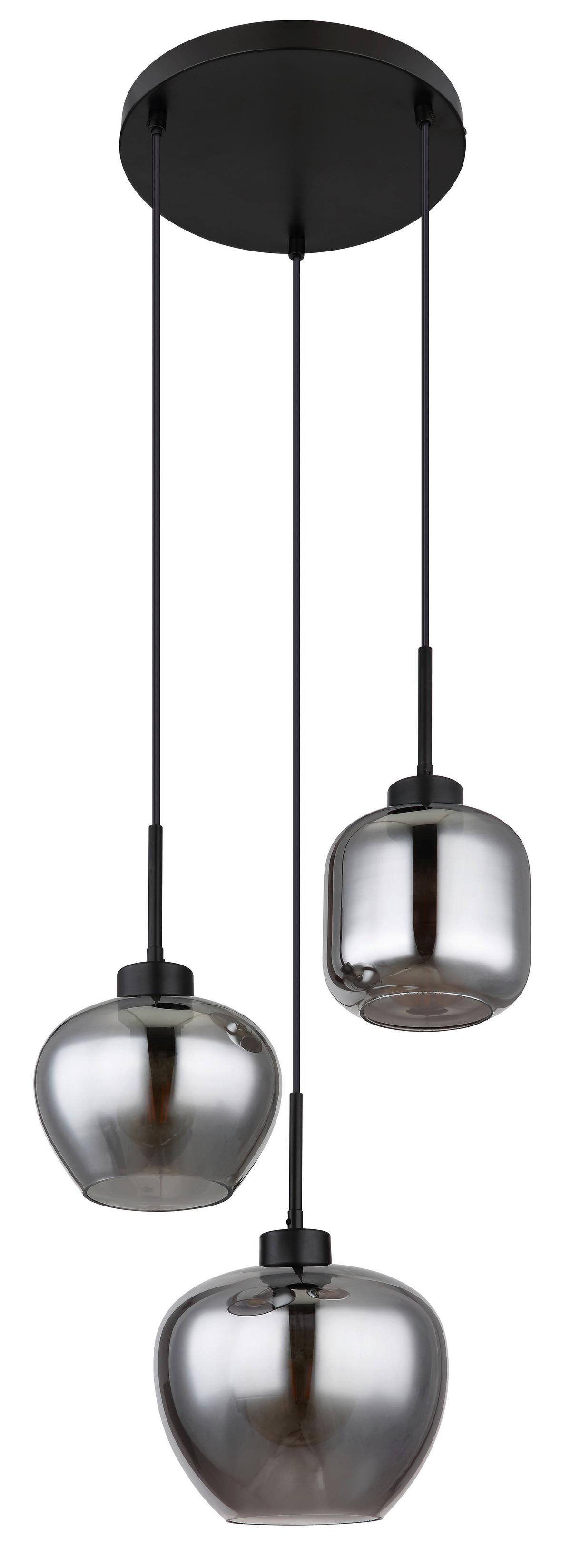 Hängeleuchte Matt Schwarz max. 40 Watt - Schwarz, Design, Glas/Kunststoff (38/120cm) - Globo