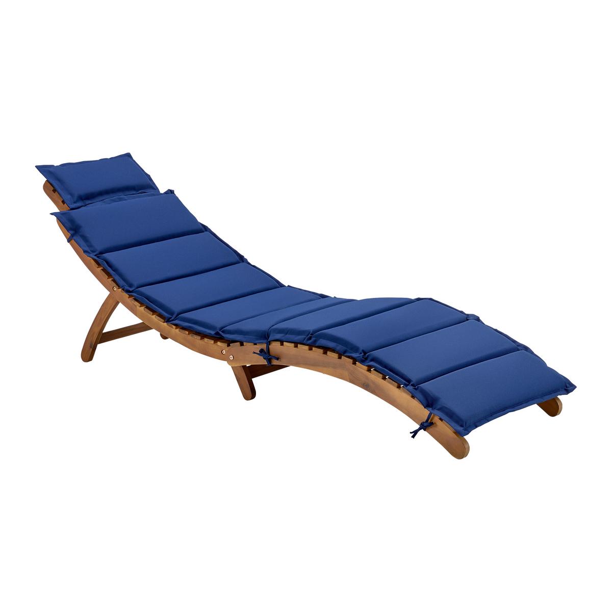 Gartenliege Bora Dunkelblau Akazie/Outdoorstoff - Dunkelblau, MODERN, Holz/Textil (180/54/62cm) - Bessagi Garden