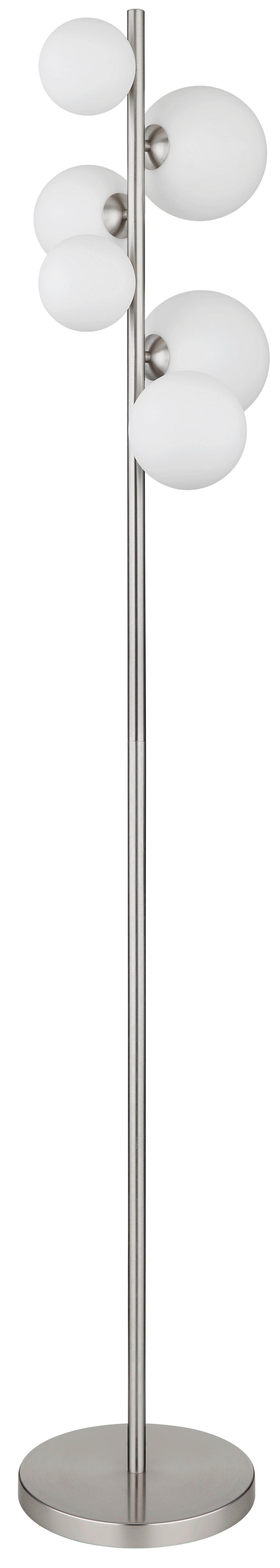 LED-Stehleuchte Riha Schwarz/Nickel max. 3,5 Watt - Opal/Schwarz, KONVENTIONELL, Glas/Kunststoff (29,5/28/155cm) - Globo