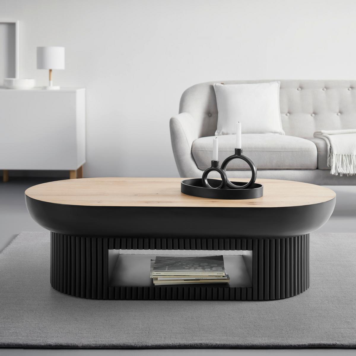 Couchtisch Tiffy Schwarz/Eichefarben - Eichefarben/Schwarz, MODERN, Holz/Holzwerkstoff (130/70/40cm) - Mömax