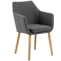 KRZESŁO Z PODŁOKIETNIKAMI NORA - kolor dębowy/szary, Konventionell, tkanina/drewno (58/84/58cm) - MID.YOU