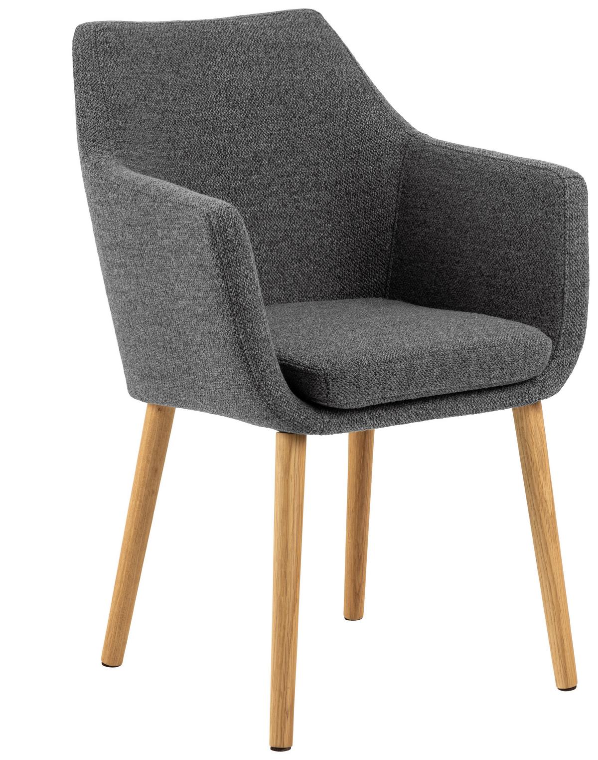 KRZESŁO Z PODŁOKIETNIKAMI NORA - kolor dębowy/szary, Konventionell, tkanina/drewno (58/84/58cm) - MID.YOU
