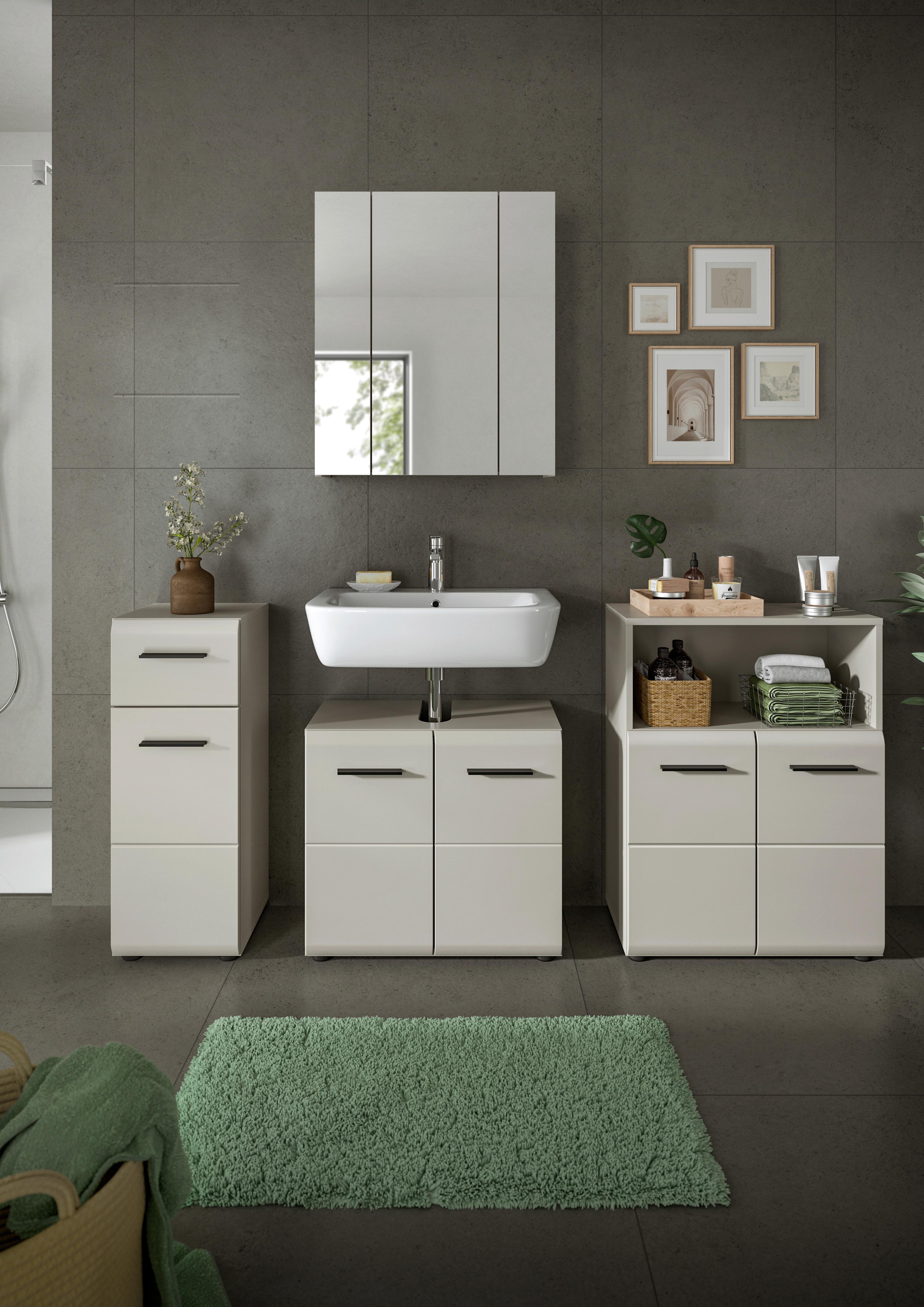 BADEZIMMER ICE - Kaschmir/Schwarz, Trend, Glas/Holzwerkstoff (150cm) - MID.YOU