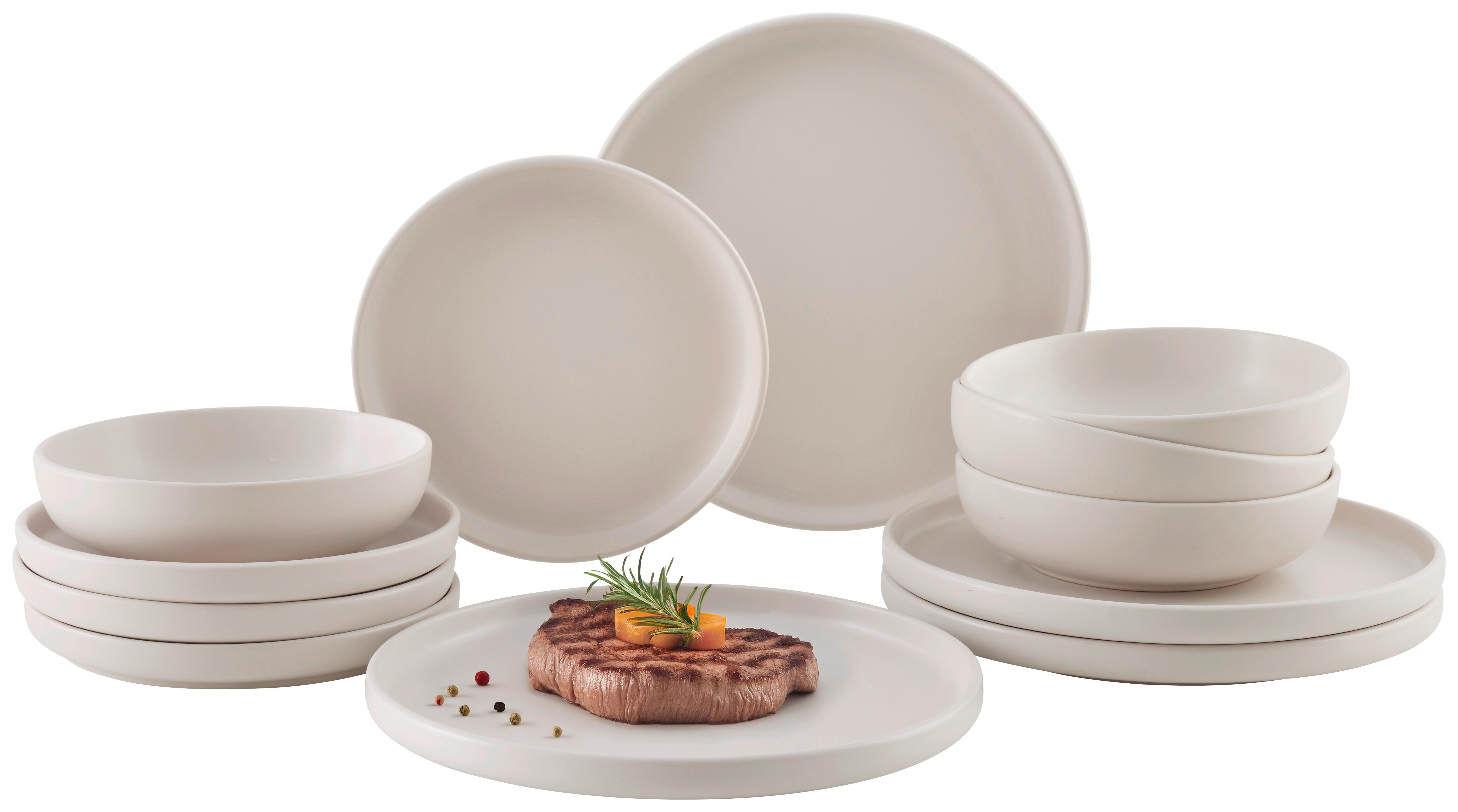 Tafelservice Michi Creme, 12-teilig - Creme, MODERN, Keramik - Mömax