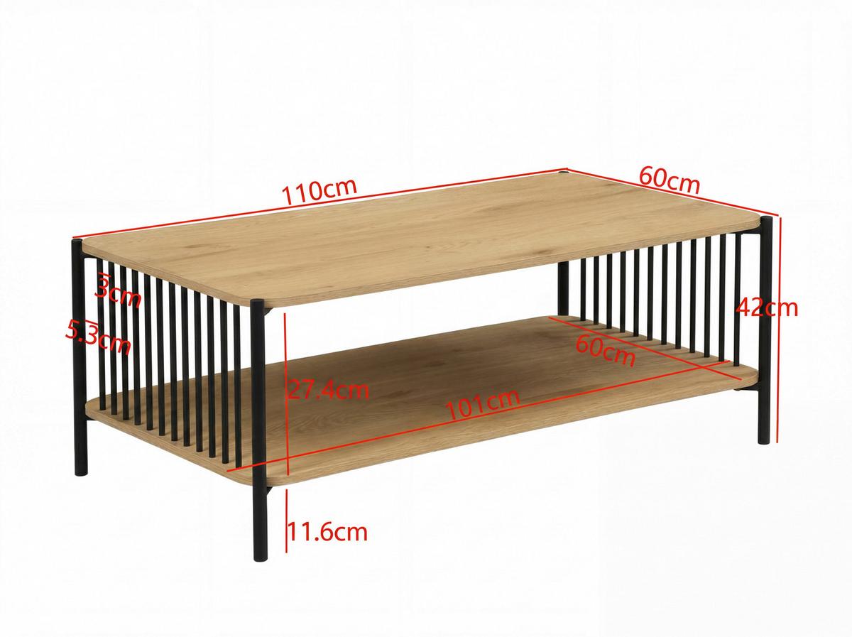 Couchtisch Wl7.636 - Schwarz/Braun, Design, Holzwerkstoff/Metall (110/60/42cm) - Livetastic