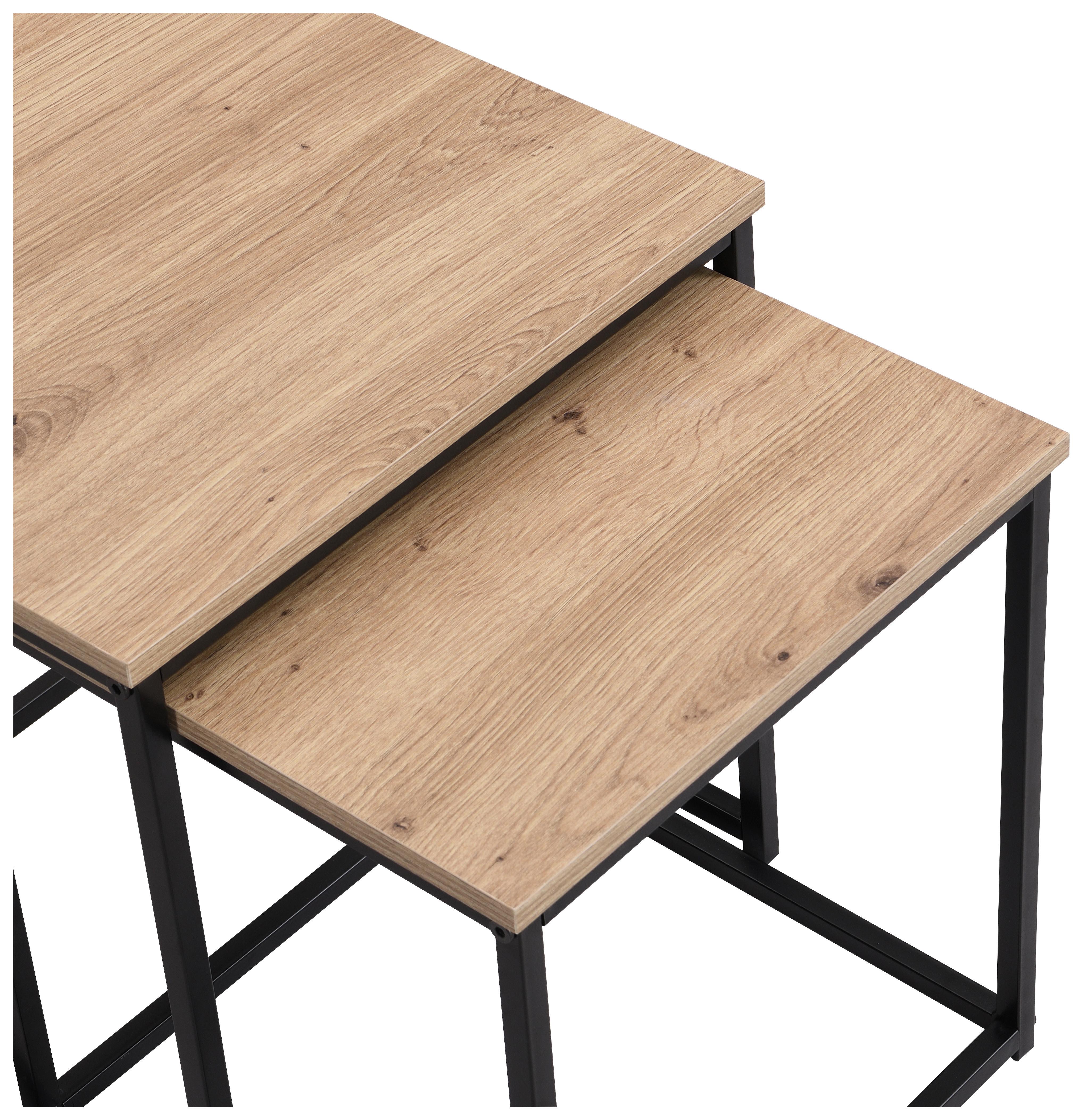 Masă auxiliară PETER - culoare natur/negru, Modern, metal/material pe bază de lemn (37,5/40/37cm) - Modern Living