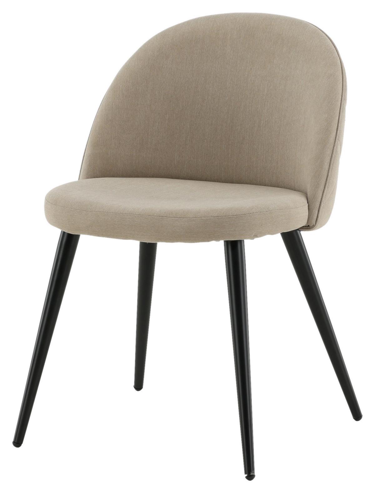 STUHL-SET VELVET - Beige/Schwarz, Design, Textil/Metall (50/76,5/57cm) - Livetastic