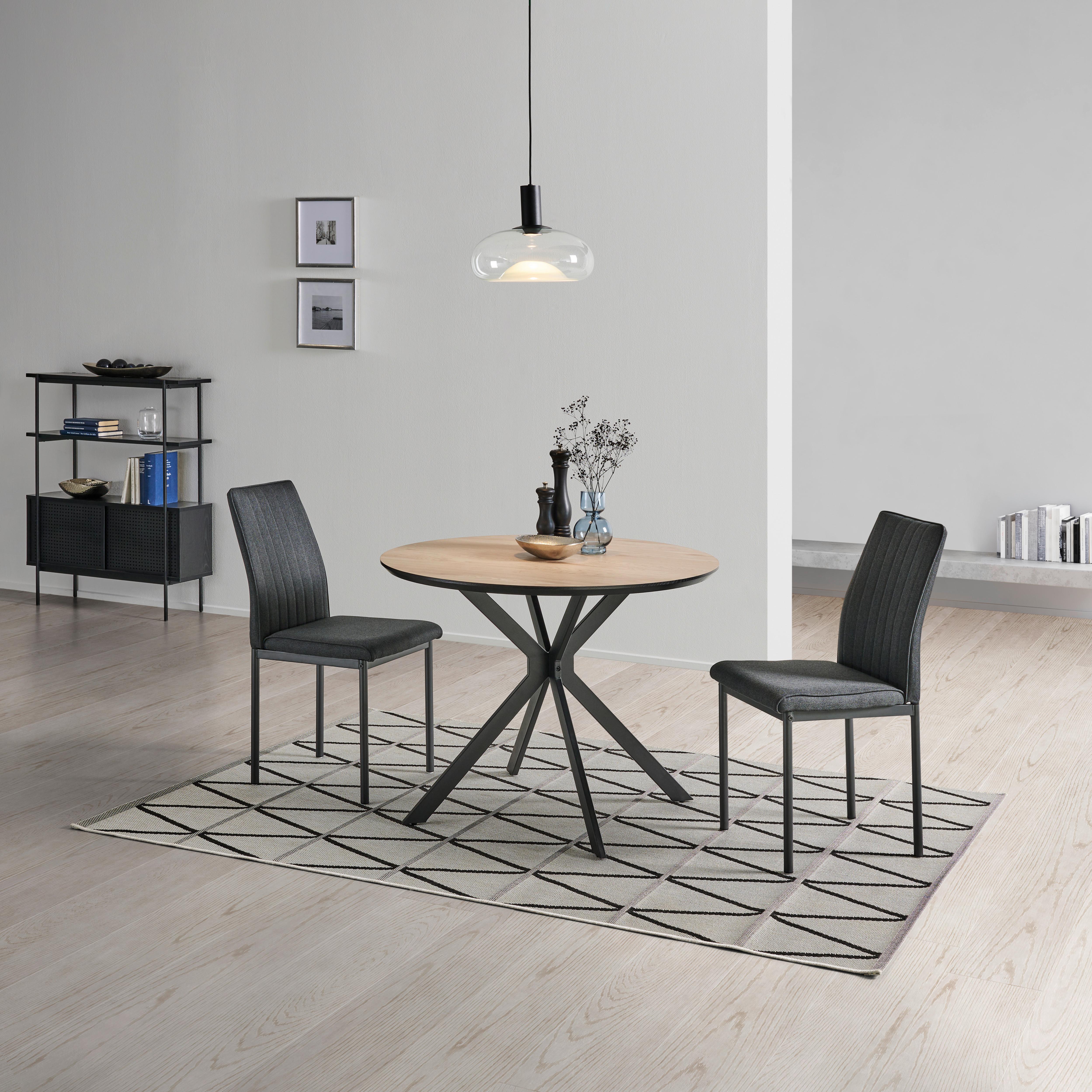 Jedilna Miza Colorado, Ø 100cm - črna/naravne barve, Trendi, kovina/leseni material (100/76/100cm) - Livetastic