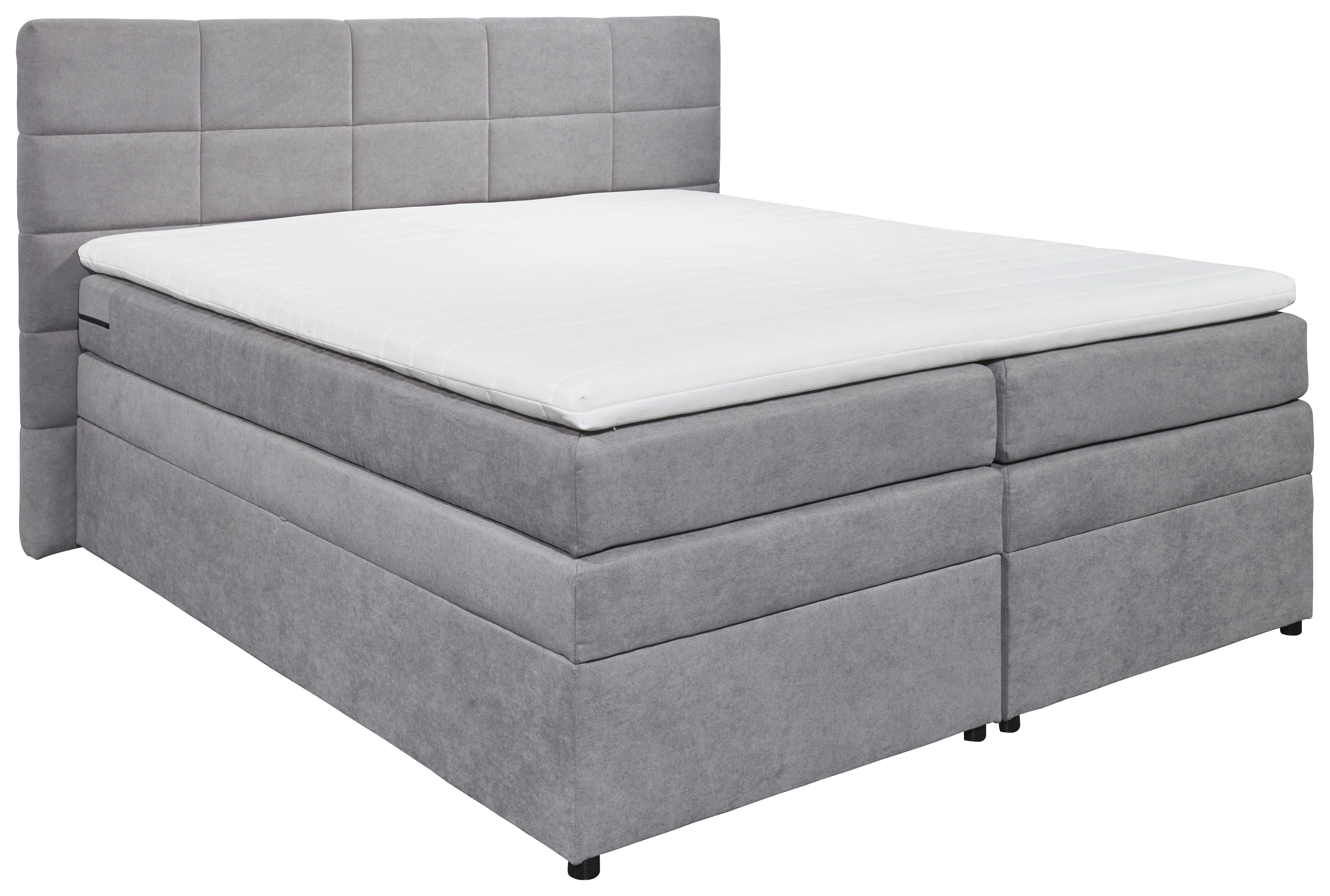 Boxspringbett Tacoma 3 inkl. Topper ca. 180x200cm Anthrazit - Hellgrau, KONVENTIONELL, Kunststoff (180/200cm) - MID.YOU