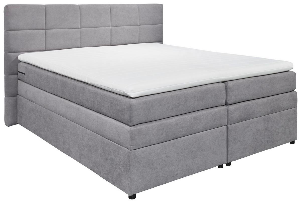 Boxspringbett Tacoma 3 inkl. Topper ca. 180x200cm Anthrazit - Hellgrau, KONVENTIONELL, Kunststoff (180/200cm) - MID.YOU