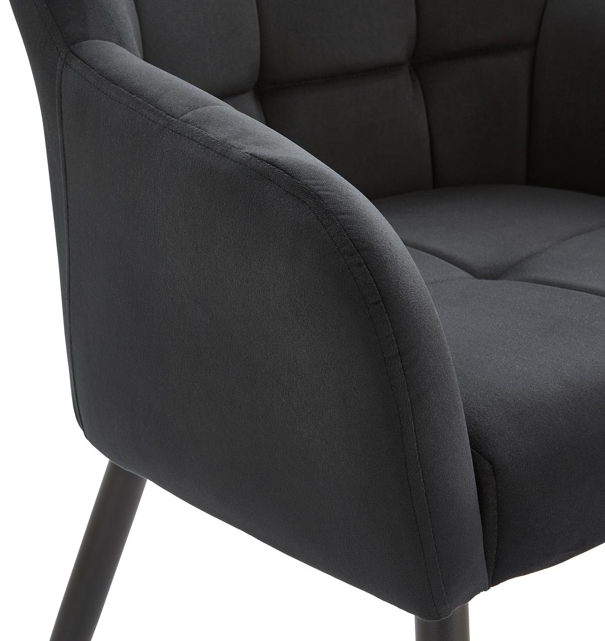 KRZESŁO Z PODŁOKIETNIKAMI HANNA - ciemnoszary/czarny, Modern, metal/tkanina (60/82/60cm) - Livetastic