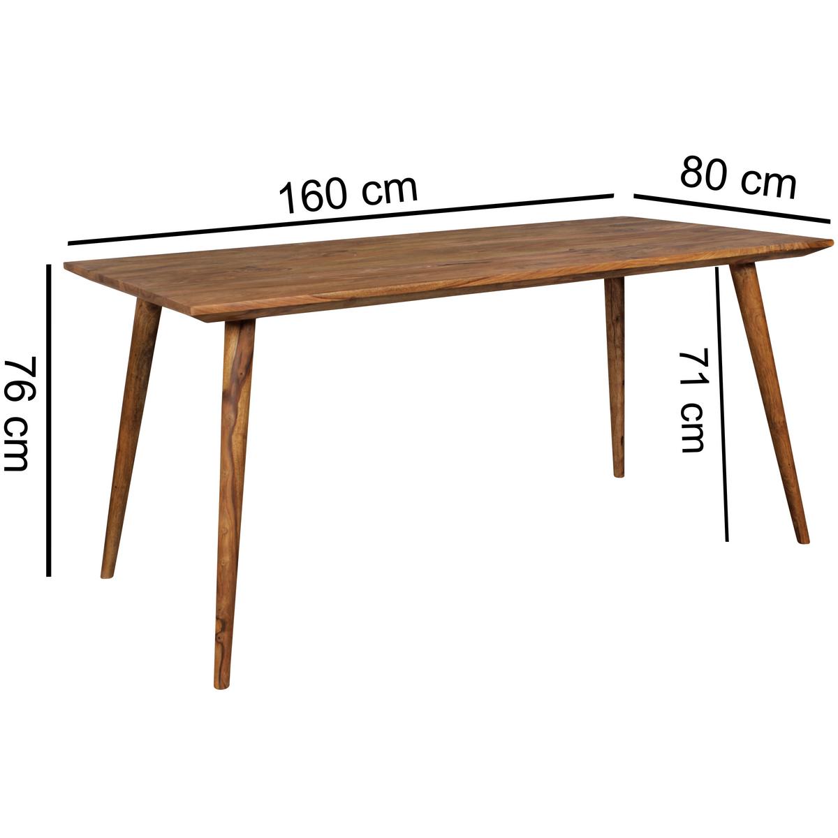 Jedilna Miza Repa, Pravi Les, 160x80cm - barve indijskega rožnega lesa, Design, les (160/80/76cm) - MID.YOU
