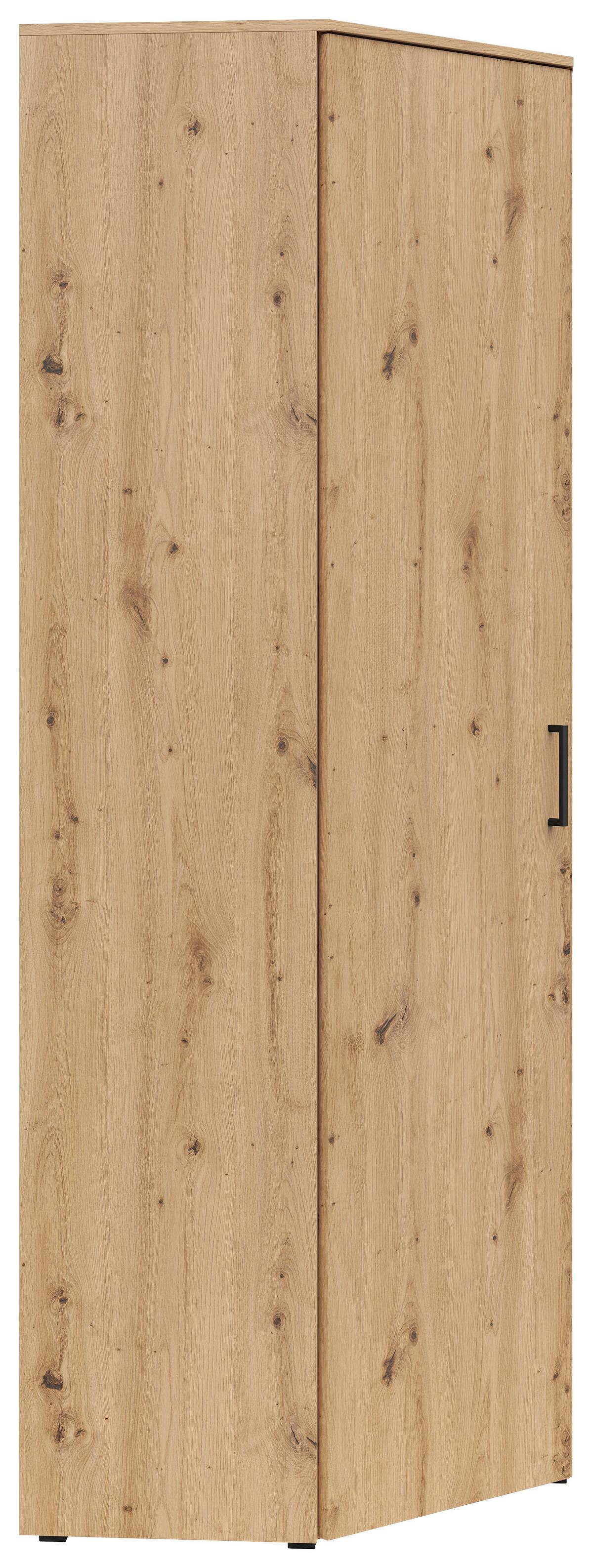 Eckschrank Multistauraum Eiche Artisan - Schwarz/Eiche Artisan, MODERN, Holzwerkstoff/Kunststoff (71,5/195/71,5cm) - Mömax