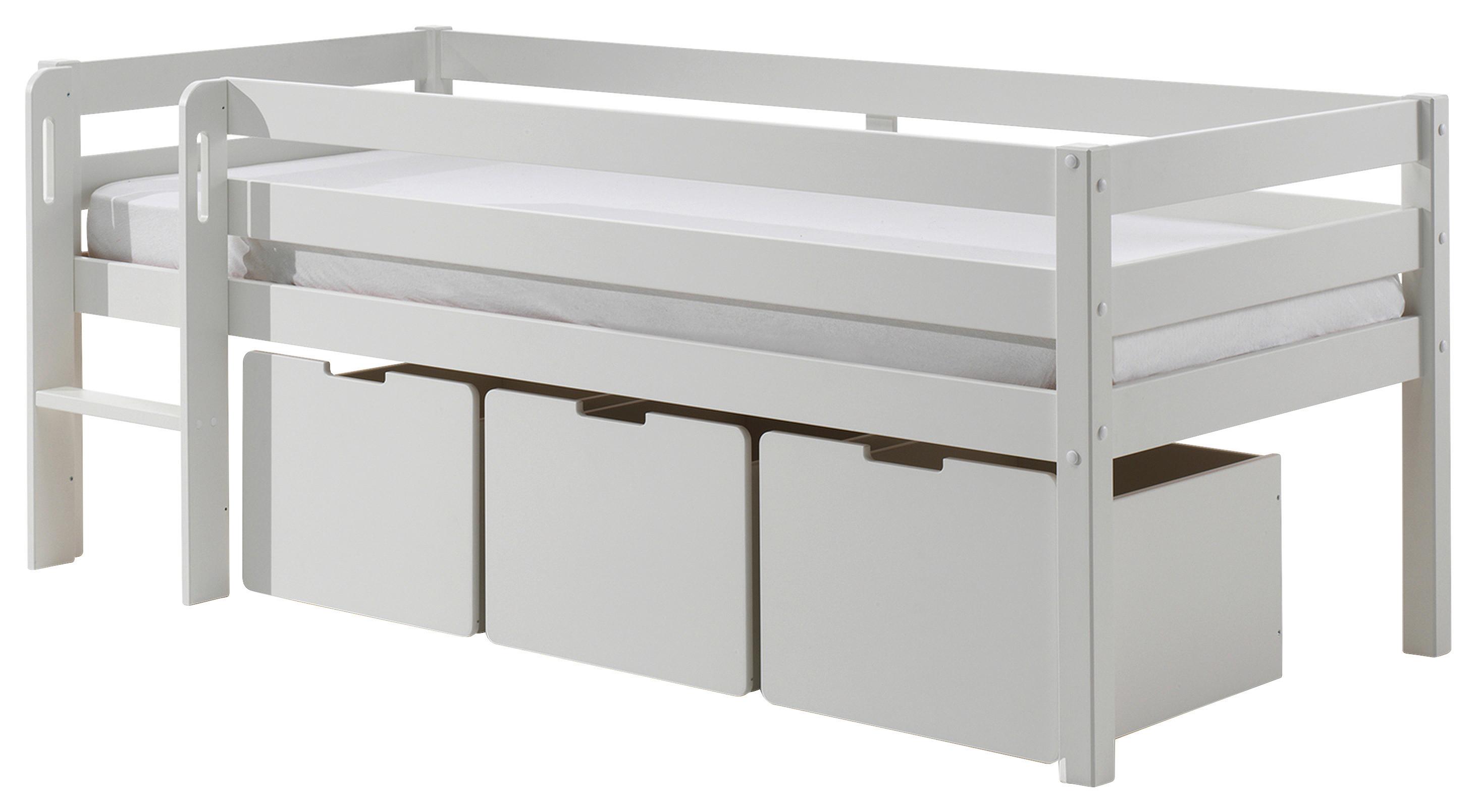 Hochbett Pino mit 3 Schubkästen ca.90x200cm Weiß - Weiß, MODERN, Holz/Holzwerkstoff (90/200cm) - MID.YOU