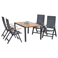 GARTENGARNITUR ASTROS - Graphitfarben/Naturfarben, MODERN, Holz/Metall - Gardenson