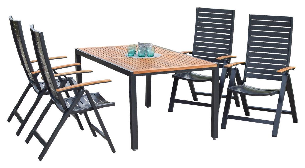 GARTENGARNITUR ASTROS - Graphitfarben/Naturfarben, MODERN, Holz/Metall - Gardenson