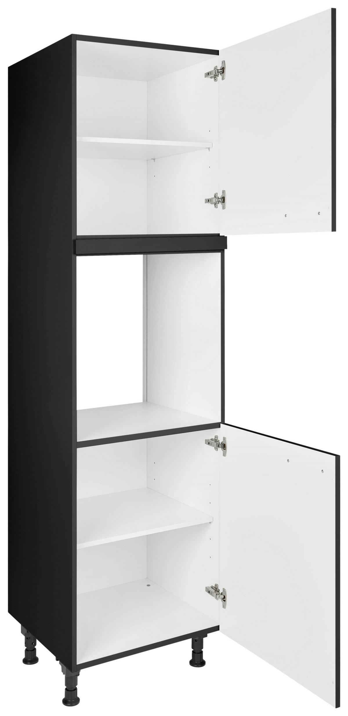 Geräteumbauschrank Touch Schwarz - Edelstahlfarben/Schwarz, MODERN, Holzwerkstoff/Metall (60/216,6/58cm) - Nobilia