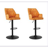 Set Barskih Stolov Donny, Oranžna, 2 Kos - zlate barve/črna, Moderno, kovina/tekstil (54/100/58cm) - MID.YOU