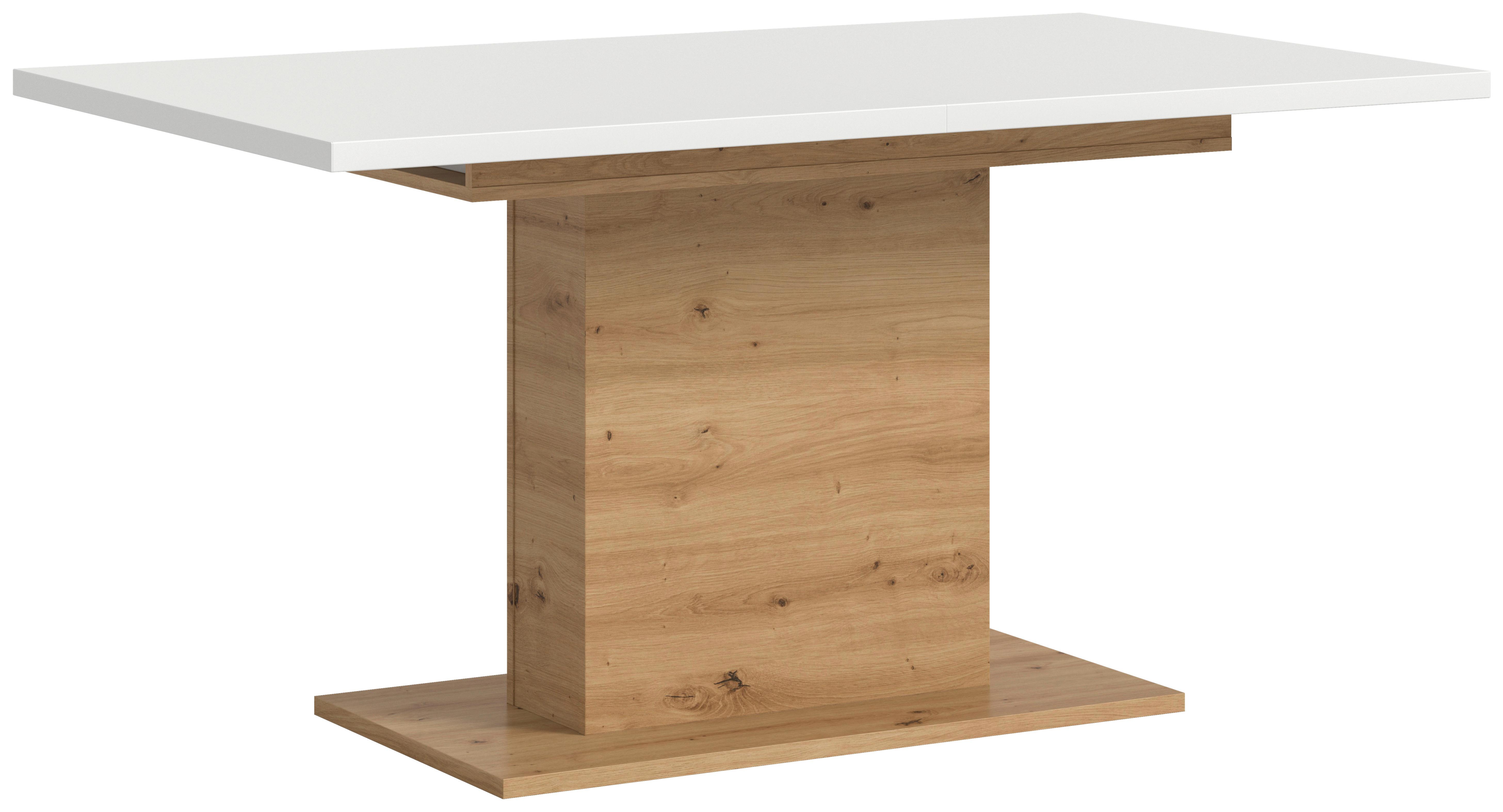 Ausziehtisch Marlon Weiß/Eiche ca. 150-190x90x76 cm - Weiß/Eiche Artisan, KONVENTIONELL, Holzwerkstoff (150-190/76/90cm)