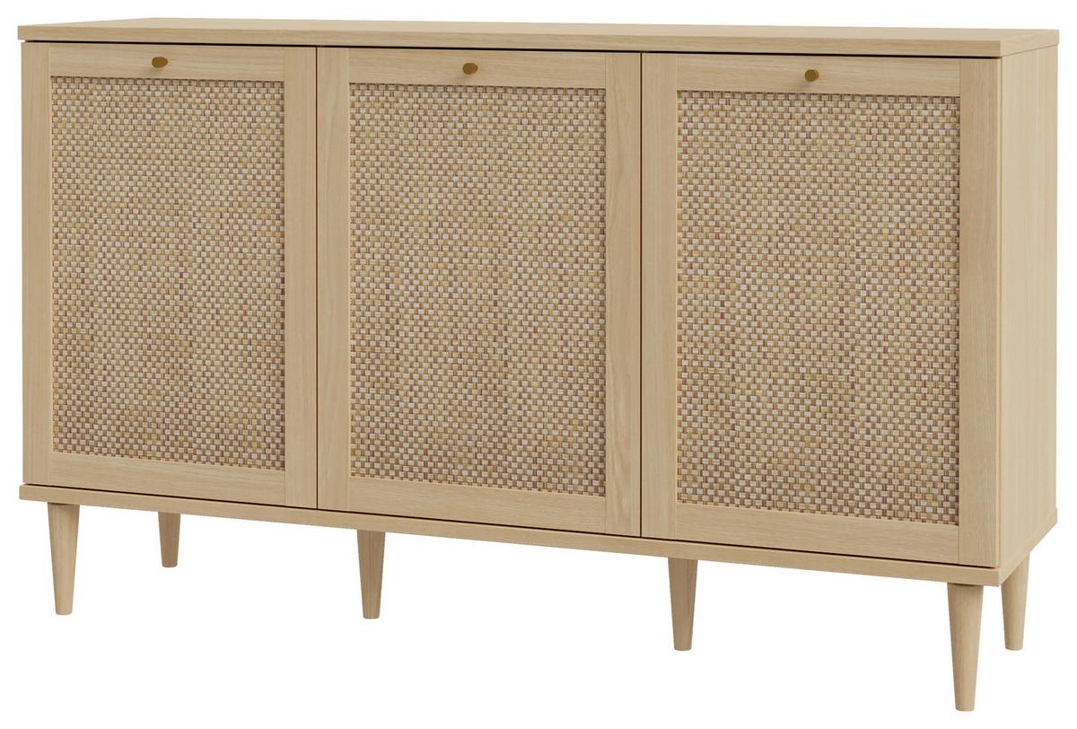 Komoda Calasetta - boje hrasta/zlatne boje, Natur, drvni materijal/metal (149,8/89,8/41,4cm) - Premium Living