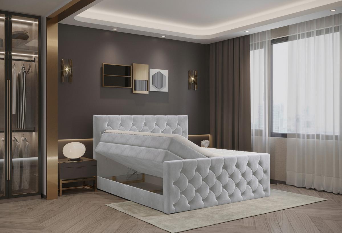 PAT BOXSPRING ELIO - argintiu/bej, Romantik / Landhaus, textil (140/200cm) - James Wood