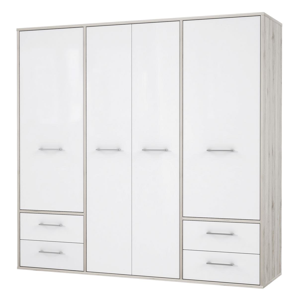 DULAP USI ROTATIVE JANDIA - alb/culoare lemn stejar, Konventionell, plastic/metal (209/201,5/60cm) - Modern Living