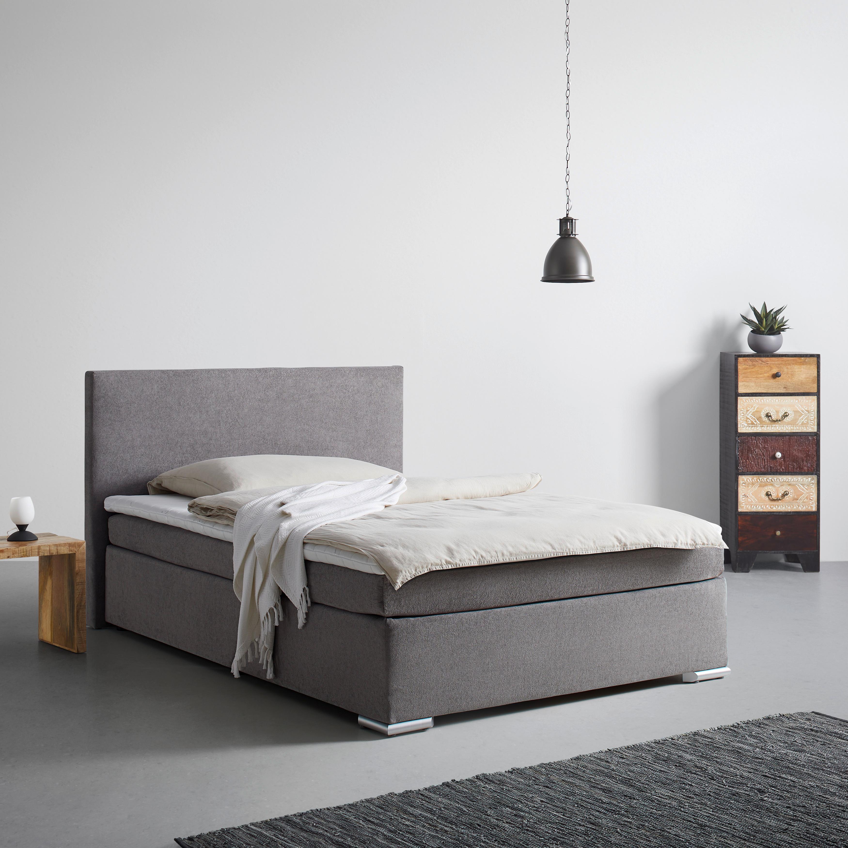 Boxspringbett Mira 2 Grau ca. 140x200cm - Grau, MODERN, Holz/Kunststoff (140/200cm) - Based