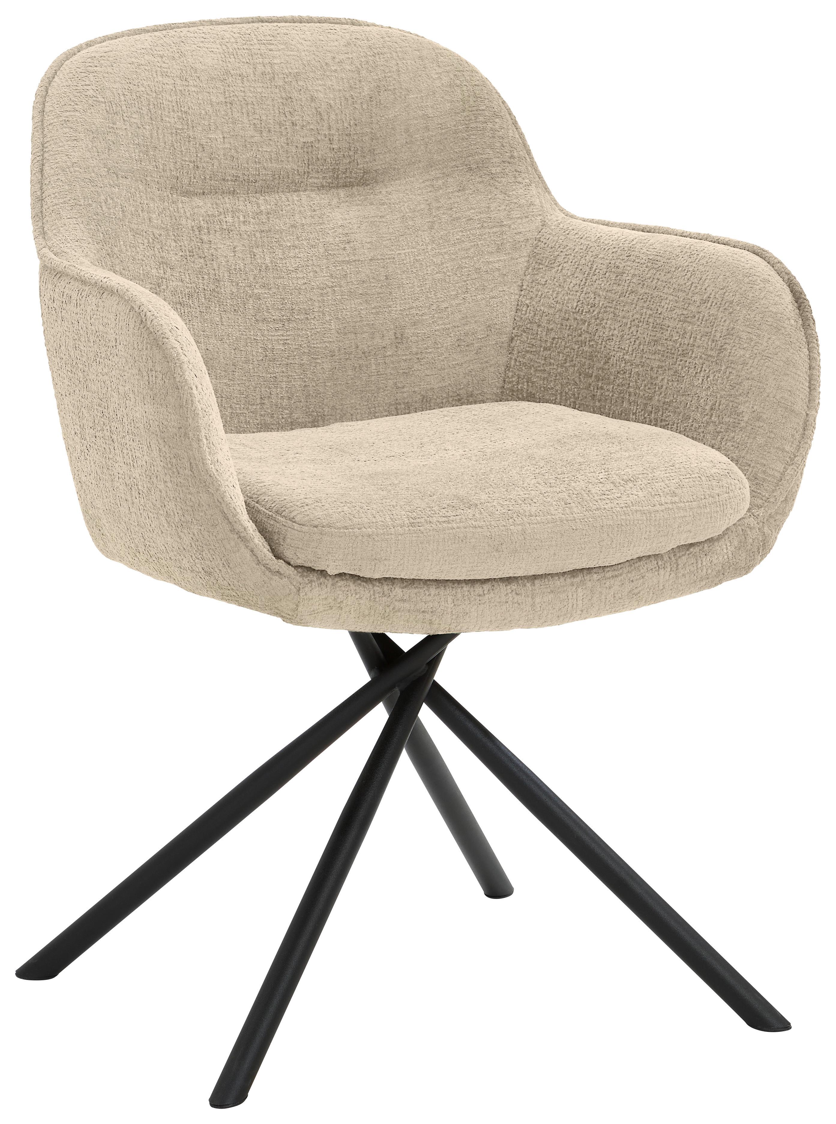 KRZESŁO Z PODŁOKIETNIKAMI FRANKFURT - kremowy/czarny, Design, metal/tkanina (64/87/63cm) - Novel