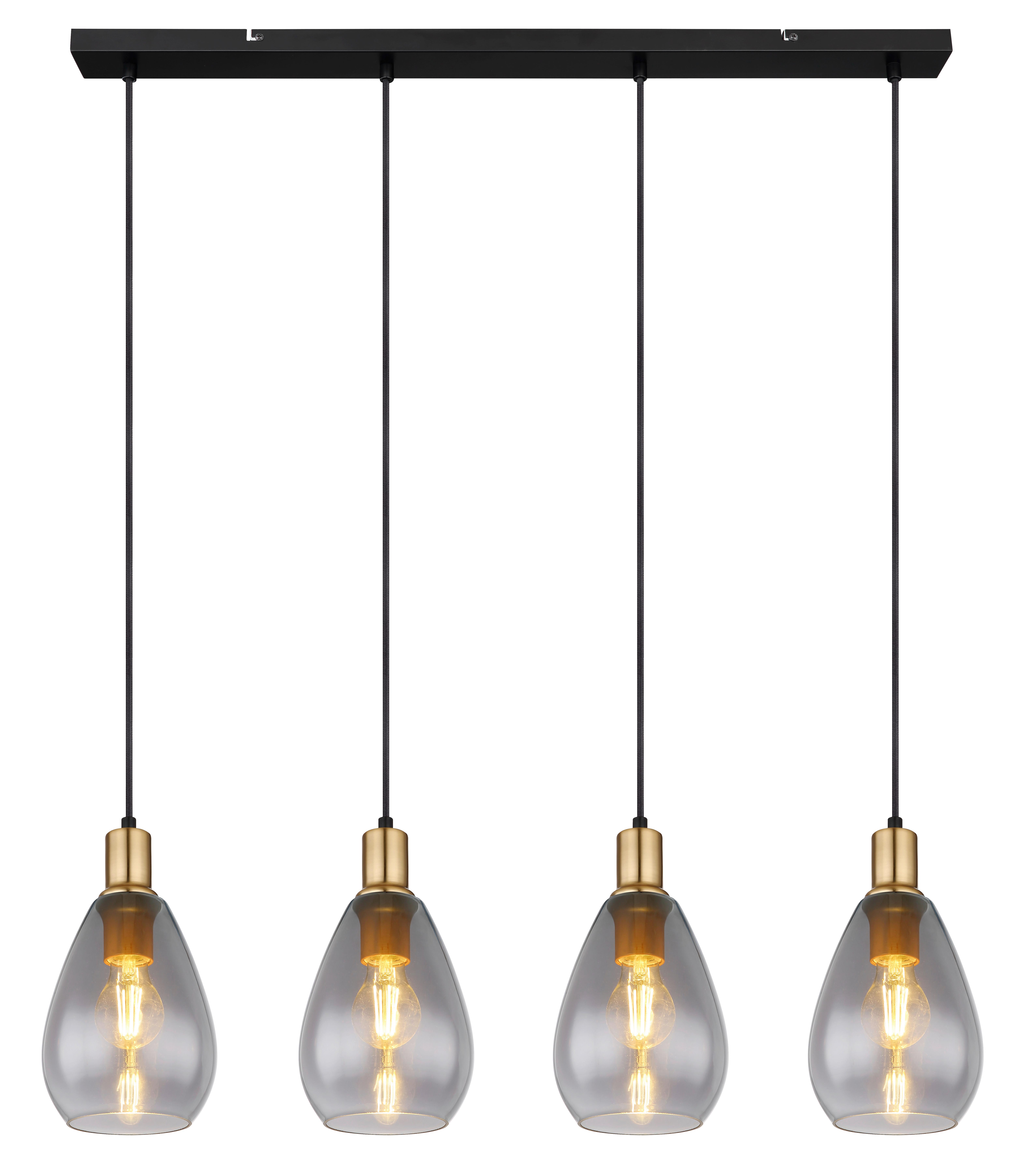 Hängeleuchte Fanni max. 40 Watt - Messingfarben/Schwarz, Design, Glas/Textil (90/15/120cm) - Globo
