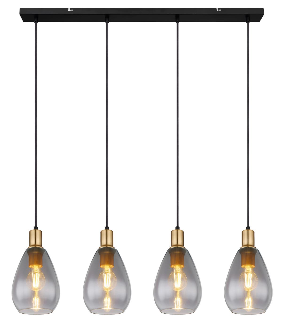 Viseča Svetilka 15563-4h - siva/črna, Design, kovina/steklo (90/15/120cm) - Globo