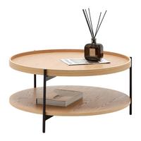 Dohányzóasztal Kerek Plate - natúr színű/fekete, Modern, faalapú anyag/fém (80/40/80cm) - Mömax