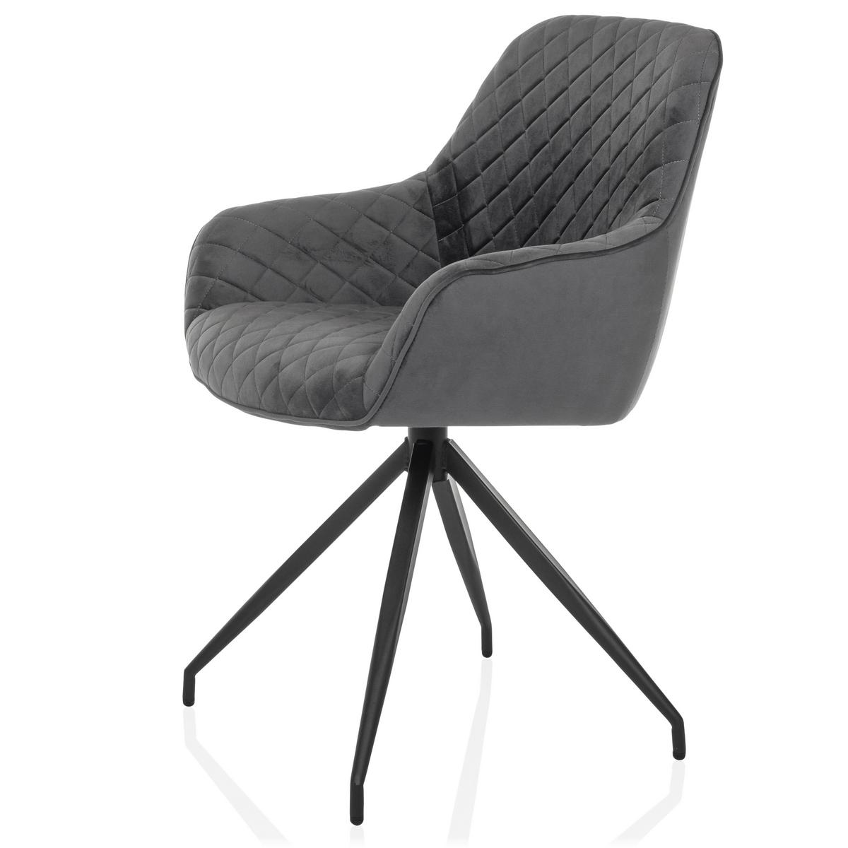 Naslanjač Elverum, Siva - siva/črna, Moderno, kovina/tekstil (58/87/57cm) - MID.YOU