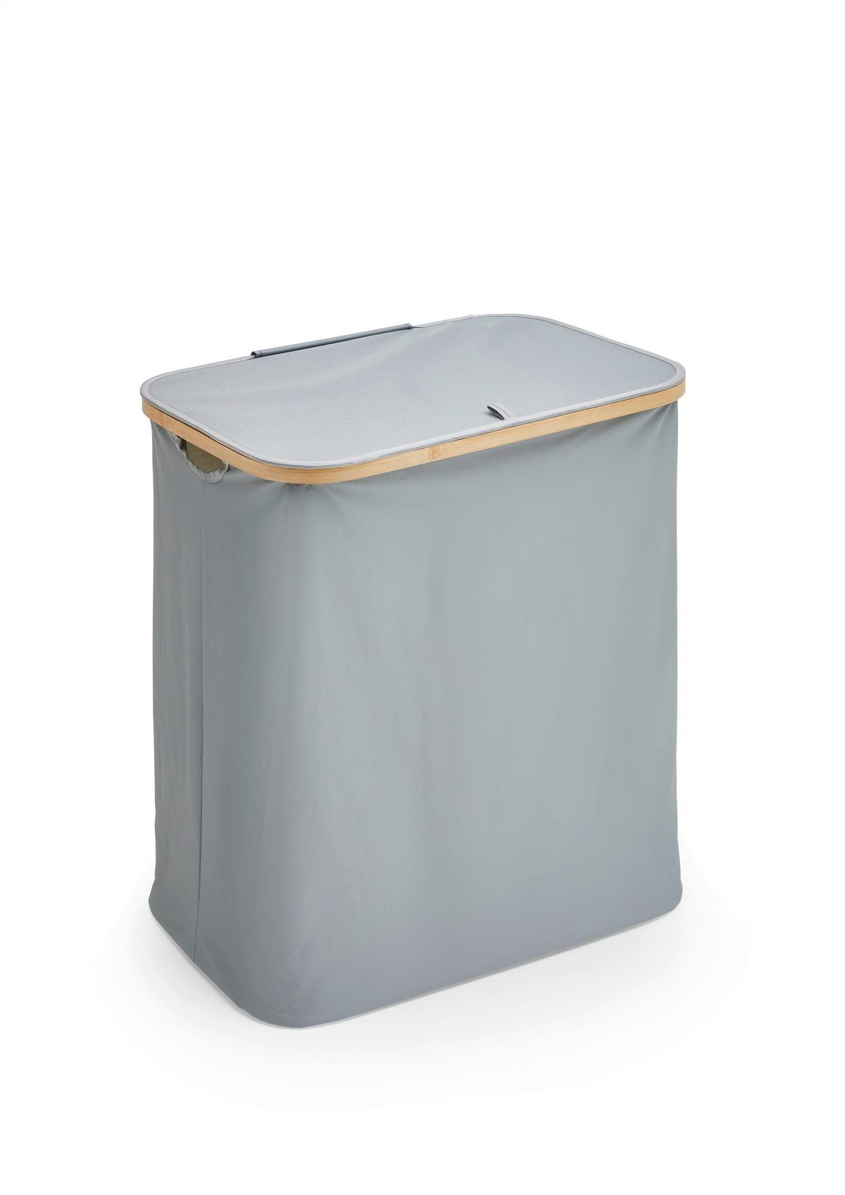 Košara Za Perilo Lemgo, Siva - siva, Design, tekstil/leseni material (57/60/37cm) - MID.YOU