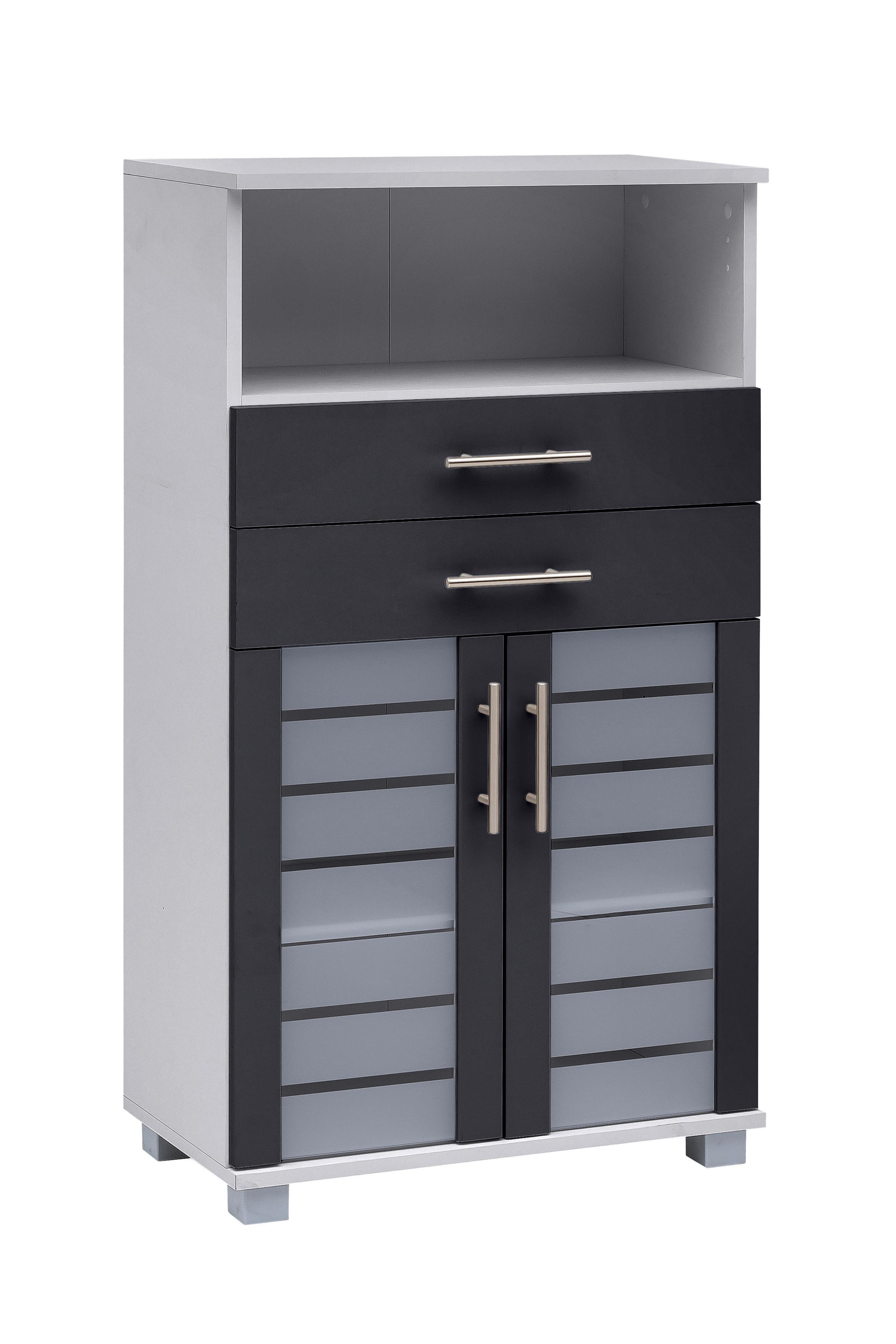 Midischrank Niko Anthrazit/Silber - Edelstahlfarben/Anthrazit, MODERN, Glas/Holzwerkstoff (59,8/110,5/32,6cm) - MID.YOU