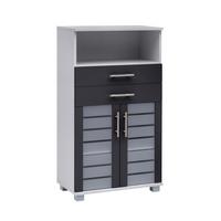 Midischrank Niko Anthrazit/Silber - Edelstahlfarben/Anthrazit, MODERN, Glas/Holzwerkstoff (59,8/110,5/32,6cm) - MID.YOU