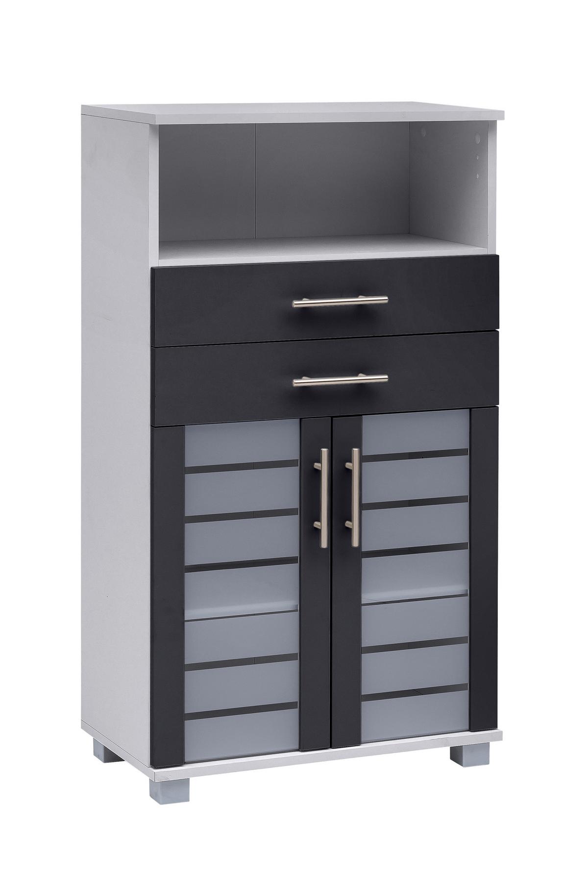 Midischrank Niko Anthrazit/Silber - Edelstahlfarben/Anthrazit, MODERN, Glas/Holzwerkstoff (59,8/110,5/32,6cm) - MID.YOU