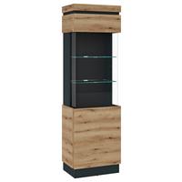 Vitrină CORTE - culoare lemn stejar/gri, Trend, sticlă/material pe bază de lemn (60,1/200,5/40cm) - Modern Living