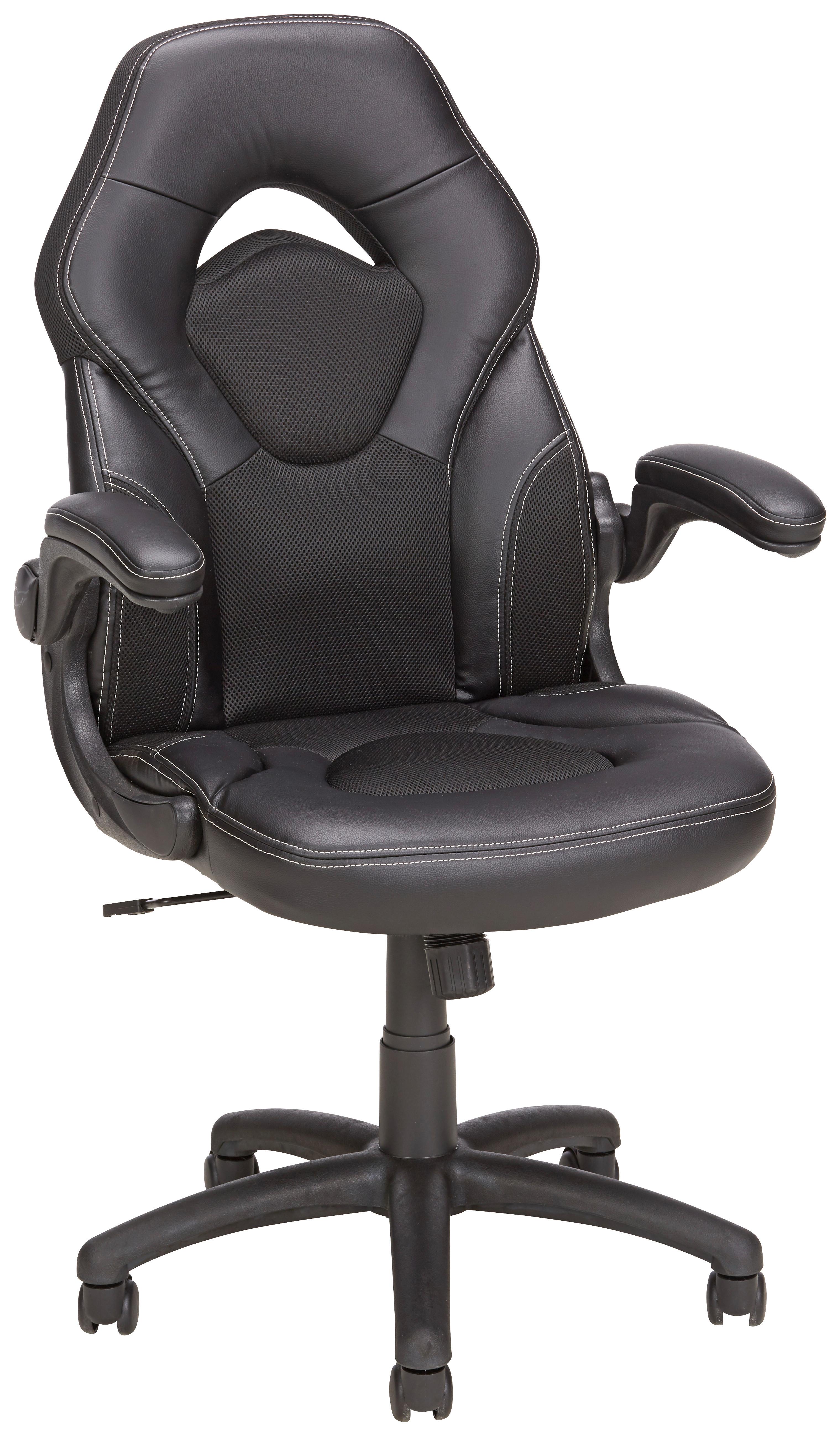 Pisarniški stol GINO, črna - črna/bela, Moderno, kovina/umetna masa (61/106-116/64cm) - Modern Living