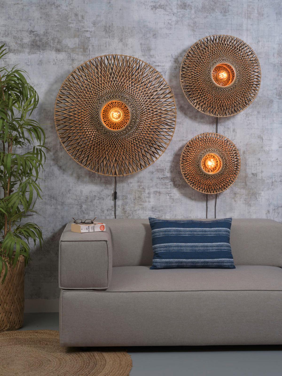 Wandleuchte Bali in Schwarz/Braun max. 40 Watt - Hellbraun/Schwarz, Natur, Naturmaterialien/Metall (47/26cm) - Good & Mojo
