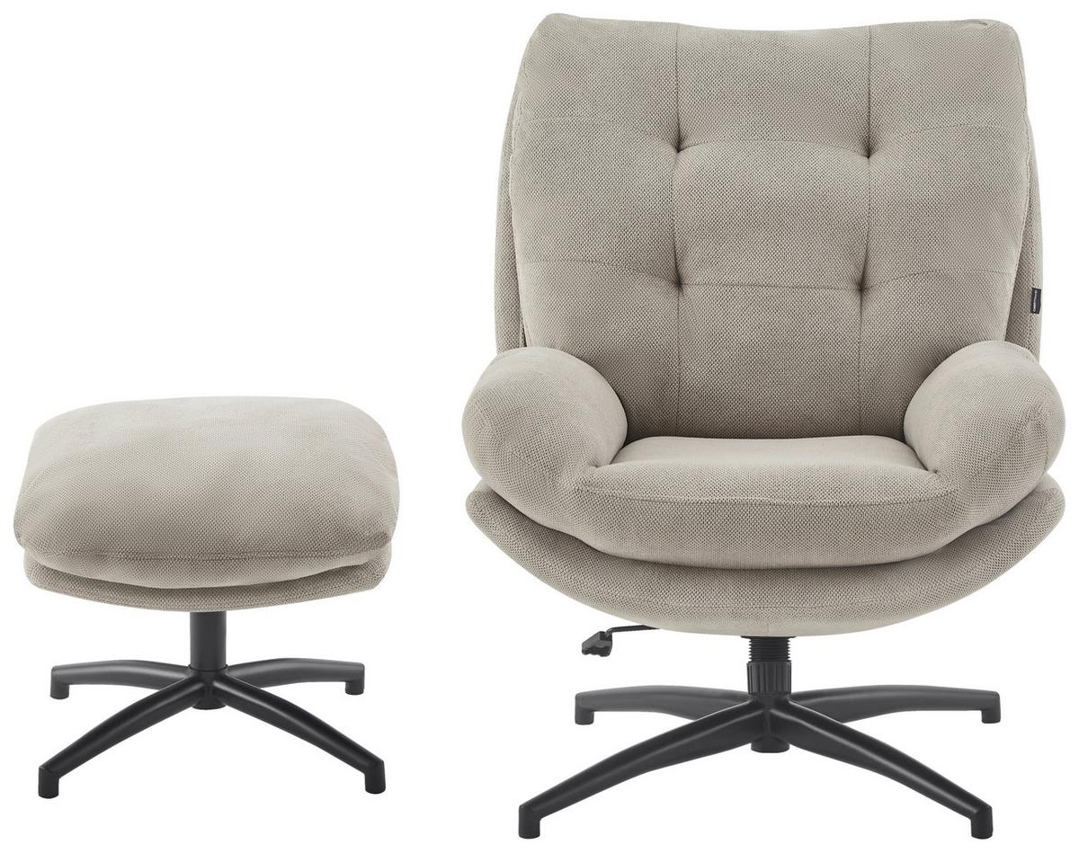 ZESTAW FOTELI RELAKSACYJNYCH TOMY - czarny/taupe, Design, metal/tkanina (75/97/88cm) - Carryhome