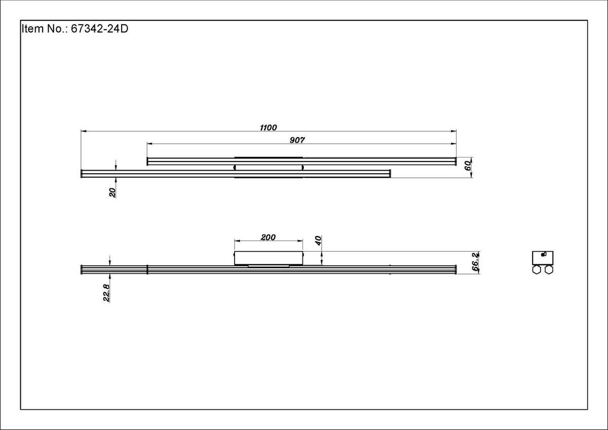 Led Stropna Svjetiljka Kirina - bijela/crna, Design, plastika (110/6/6,6cm) - Globo