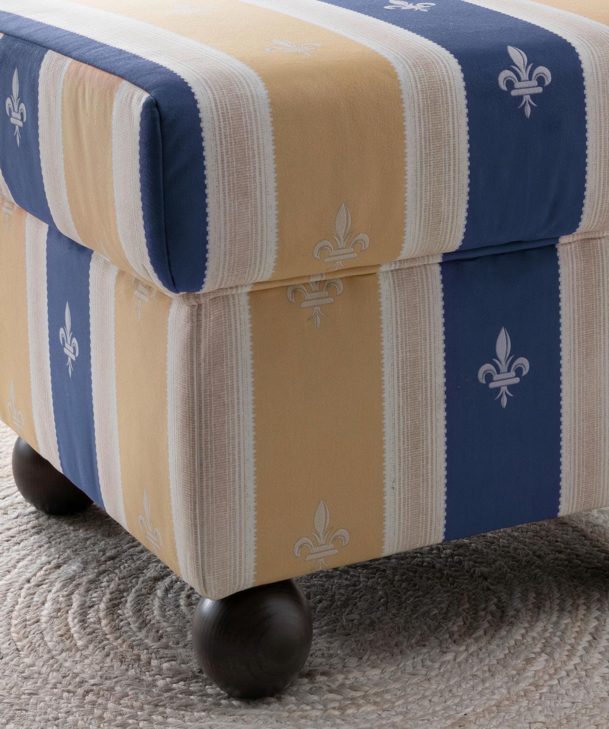 Hocker Torello Blau Mikrofaser - Blau/Wengefarben, KONVENTIONELL, Holz/Textil (56/46/56cm) - Livetastic