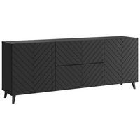 Nizka Omarica Phuket, Črna, Vzorec Ribje Kosti - črna, Trend, umetna masa/leseni material (180/69,4/39cm) - Livetastic