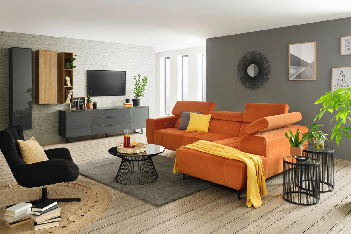 Comodă TV Max - antracit, Modern, sticlă/material pe bază de lemn (235/63/45cm) - Premium Living