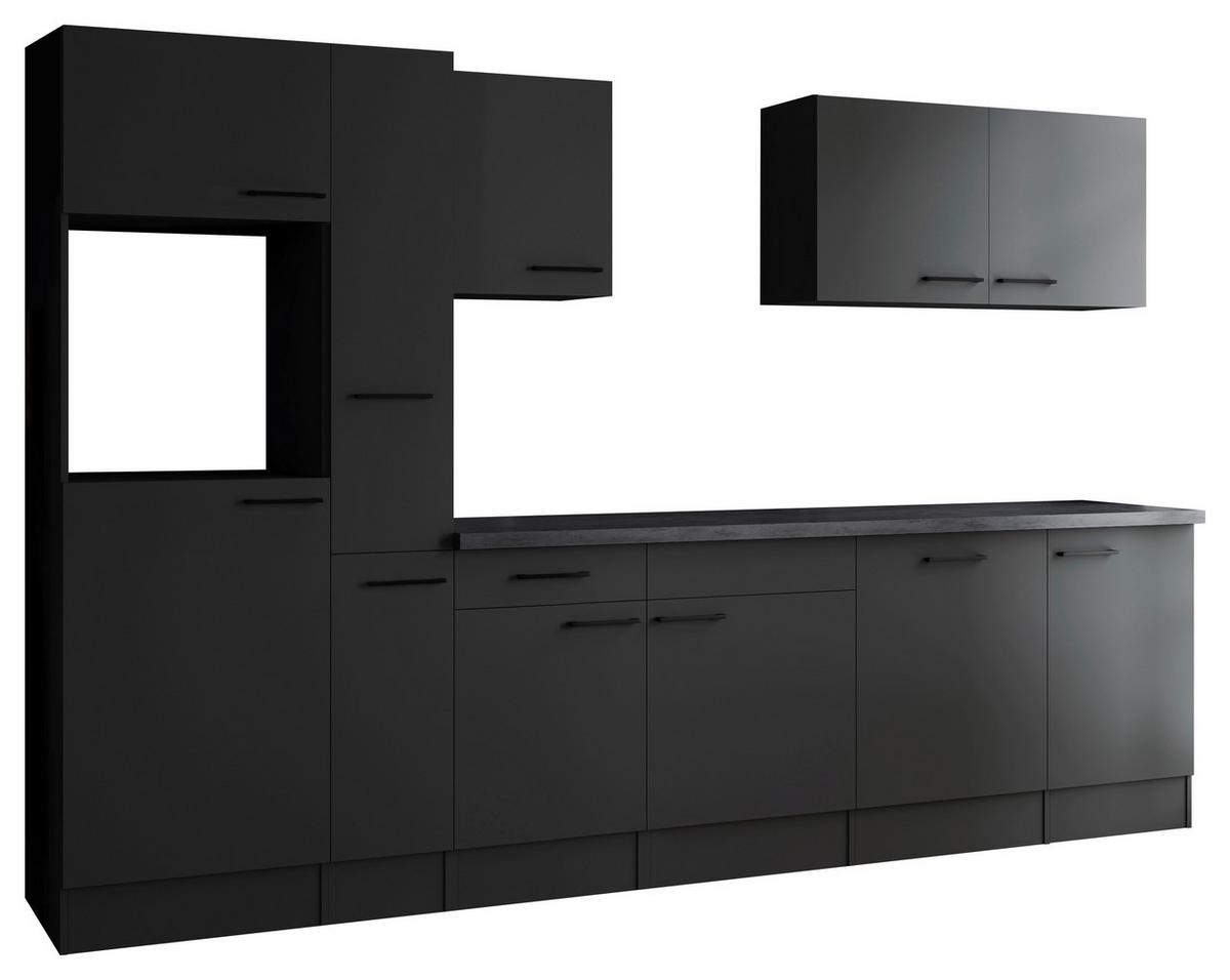 Kuhinjski Blok Brez Aparatov Oliver, 310cm - temno siva/črna, Design, kovina/leseni material (310cm) - Respekta