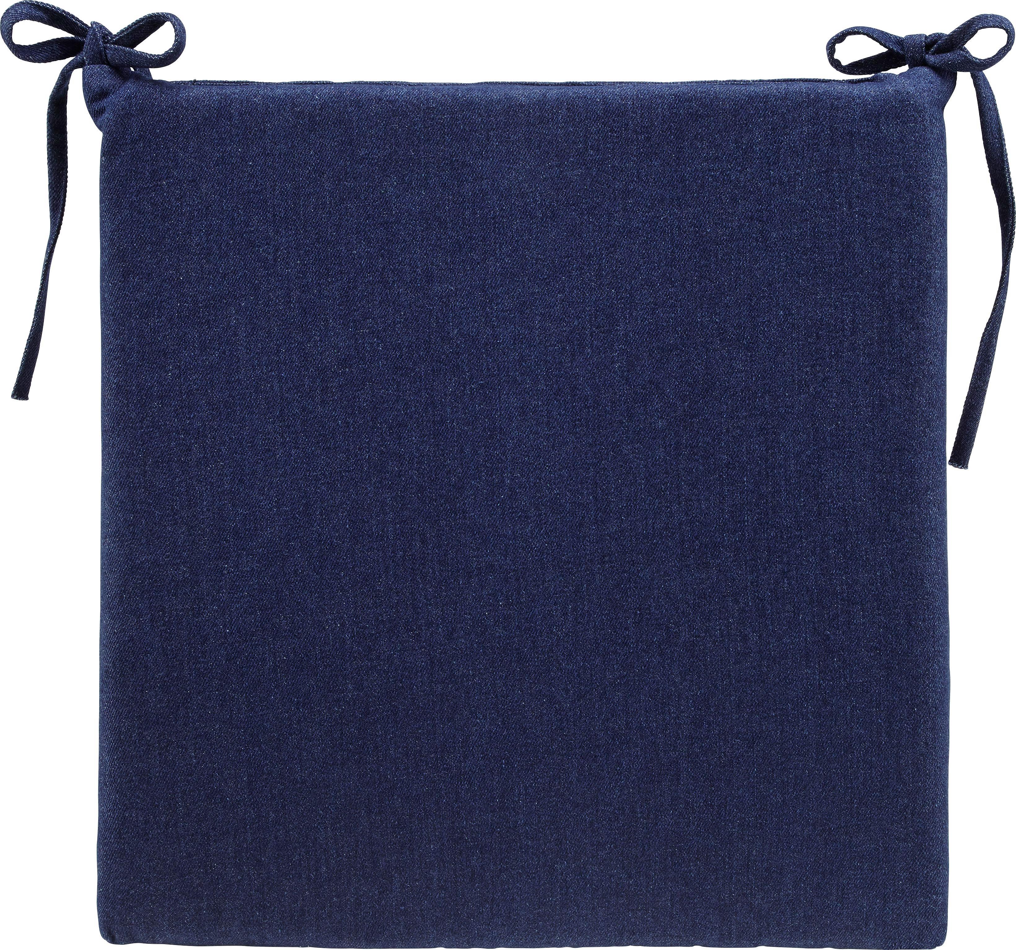 Sitzkissen in Dunkelblau 'Tessa' ca. 42x40cm - Dunkelblau, MODERN, Textil (42/4/40cm) - Bessagi Home