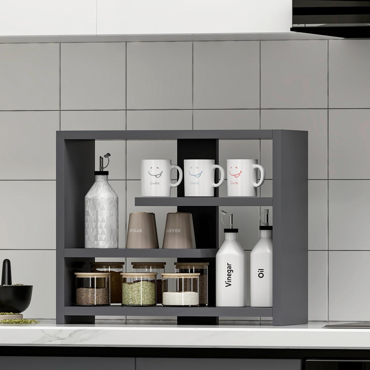 WANDREGAL GUPSE WANDREGAL - Anthrazit, Design, Holzwerkstoff (49/40/21cm) - Livetastic