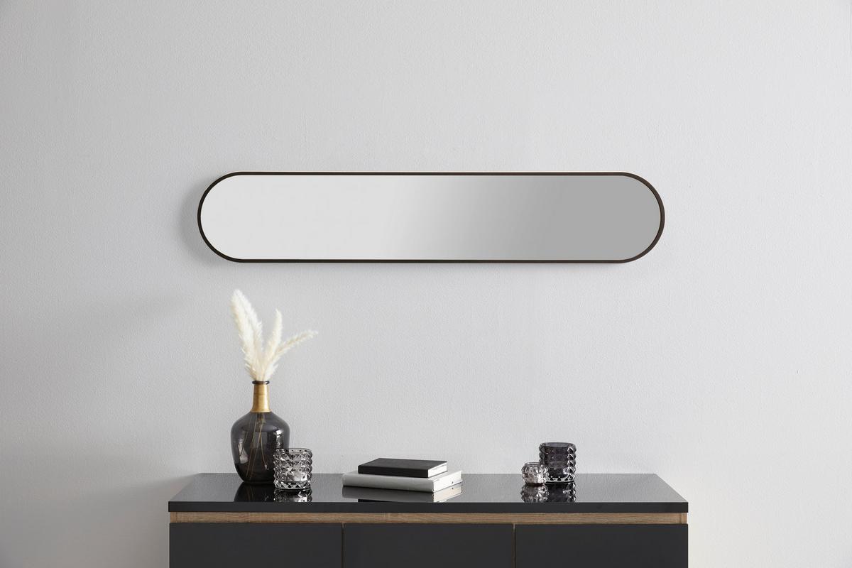 Oglindă MONI - negru, Modern, plastic/sticlă (20/101cm) - Modern Living